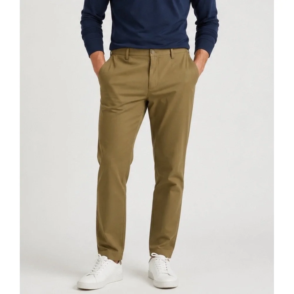 NWT Chaps 36x30‎ Everyday Performance Chino Pants Slim Tapered Tan Golf Trousers